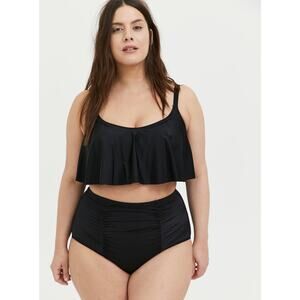 Torrid Women's Black Wireless Straight Flounce Bikini Top Size 2X
